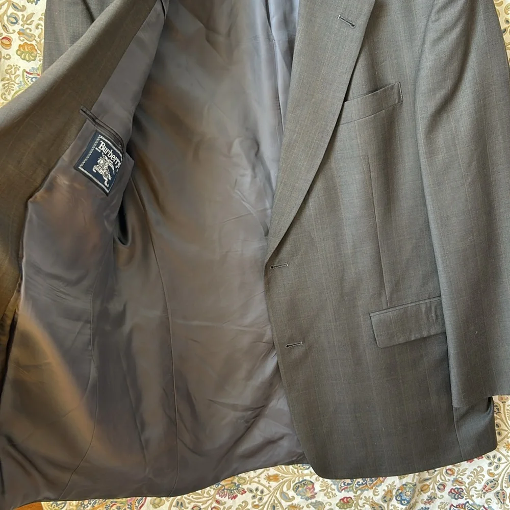 Burberry Brown Plaid Suit Coat Super 100’s Wool‎ Luxury Business Office XXL/48